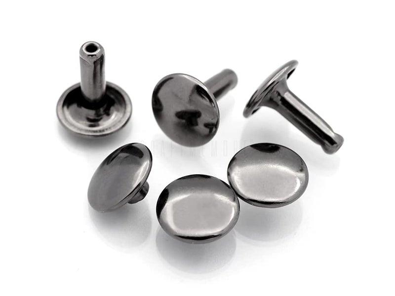 CRAFTMEMORE 9mm Cap x 10mm Post Leather Rivet Double Cap Rivets Tubular Metal Rapid Rivet Studs Leather Craft 50 Sets (10 mm Post, Gunmetal) - Image 1